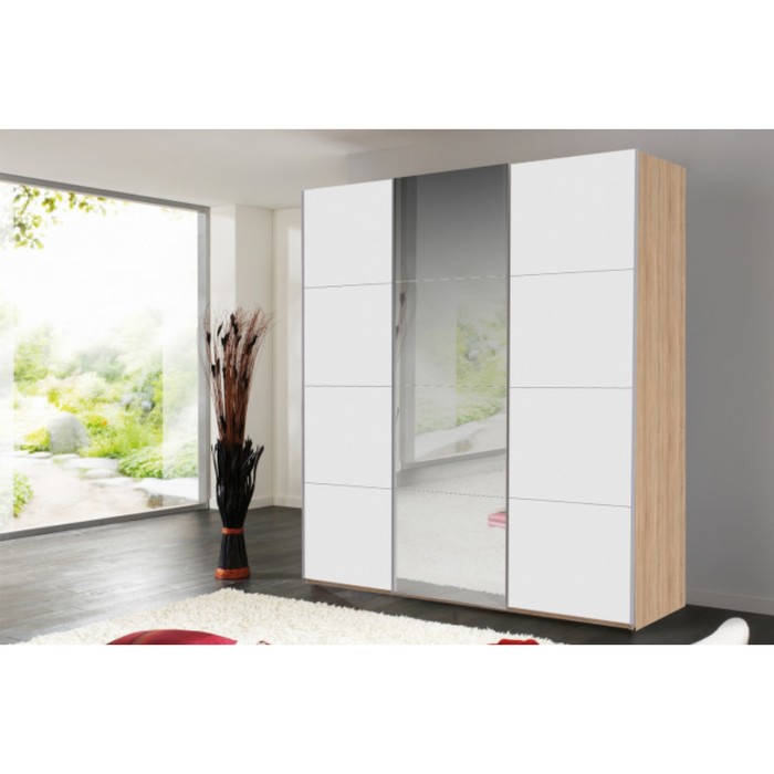 Шкаф-купе 3-дверный Comet, 2400х582х2200 мм, цвет дуб Бардолино/белый