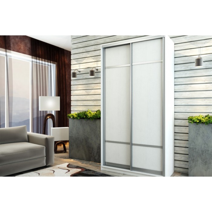 Шкаф-купе 2-дверный "Бостон", 1100х540х2150 мм, с полками, цвет белый