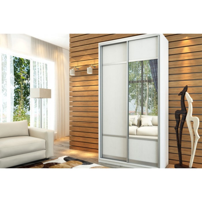 Шкаф-купе 2-дверный "Бостон", 1100х540х2150 мм, с зеркалом, цвет белый