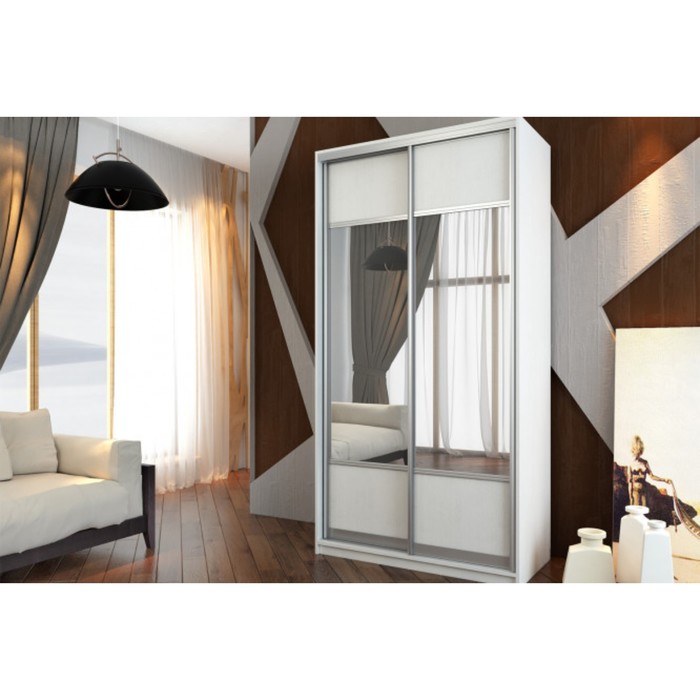 Шкаф-купе 2-дверный "Бостон", 1100х540х2150 мм, 2 зеркала, цвет белый