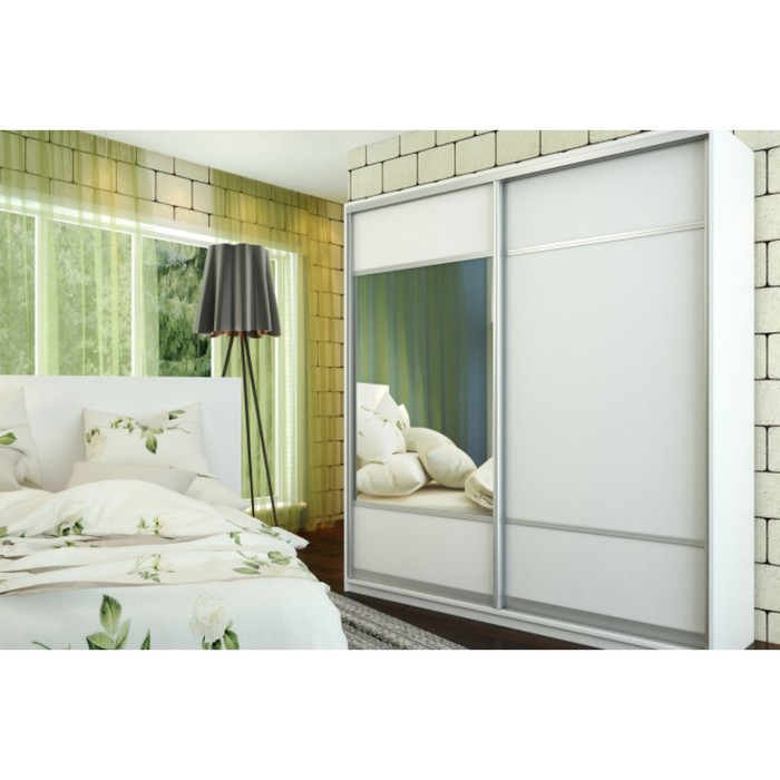 Шкаф-купе 2-дверный "Бостон", 1960х540х2150 мм, зеркало, цвет белый