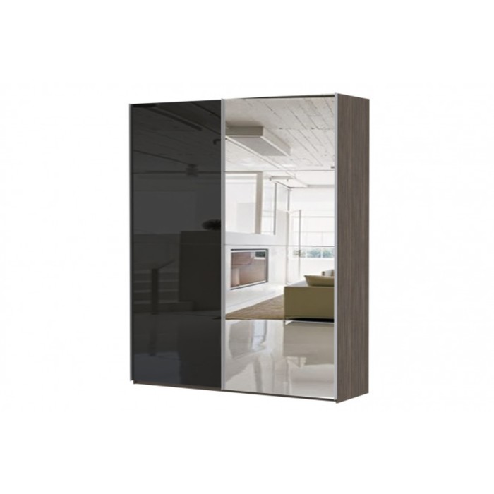 Шкаф-купе 2-дверный Comet, 1600х582х2200 мм, зеркало, цвет венге Мали/чёрный
