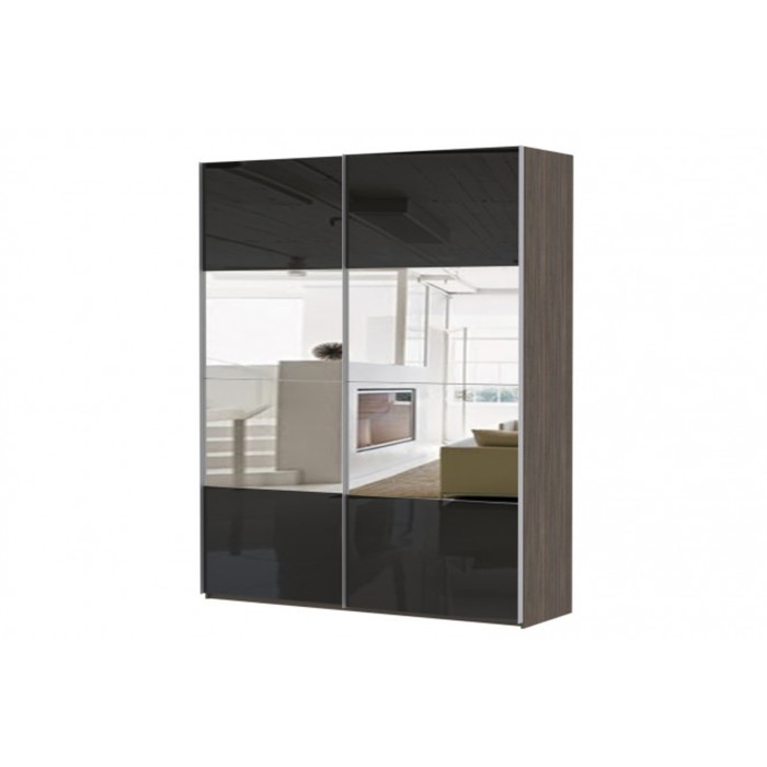 Шкаф-купе 2-дверный Comet, 2000х582х2200 мм, зеркало, цвет венге Мали/чёрный