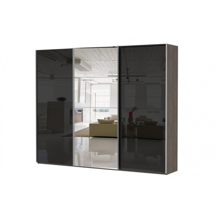 Шкаф-купе 3-дверный Comet, 2700х582х2200 мм, зеркало, цвет венге Мали/чёрный