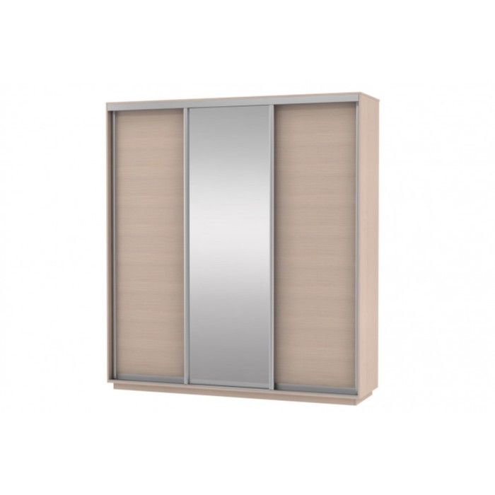 Шкаф-купе 3-дверный Slide, 2100х600х2400 мм, зеркало, цвет дуб молочный