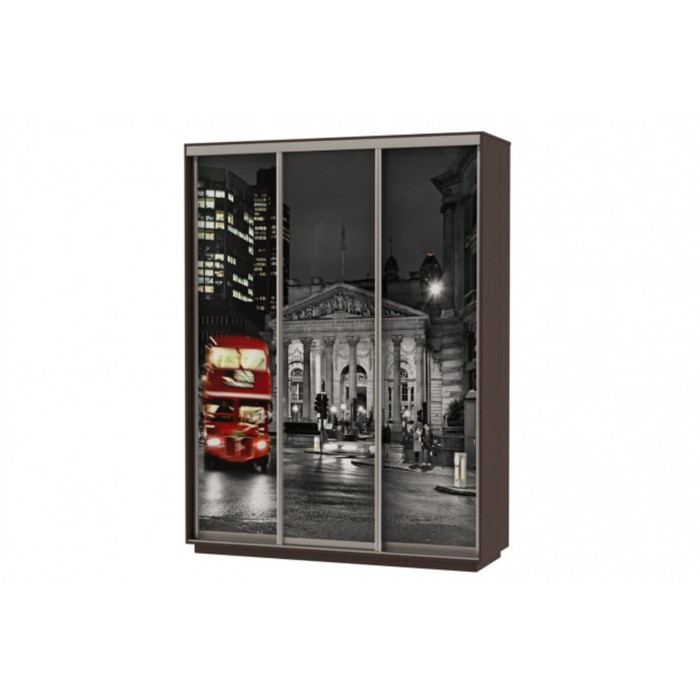 Шкаф-купе 3-дверный Slide London, 1800х600х2400 мм, цвет венге