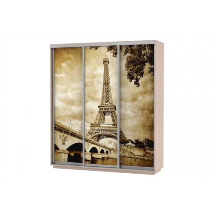 Шкаф-купе 3-дверный Slide Paris, 2100х600х2400 мм, цвет дуб молочный