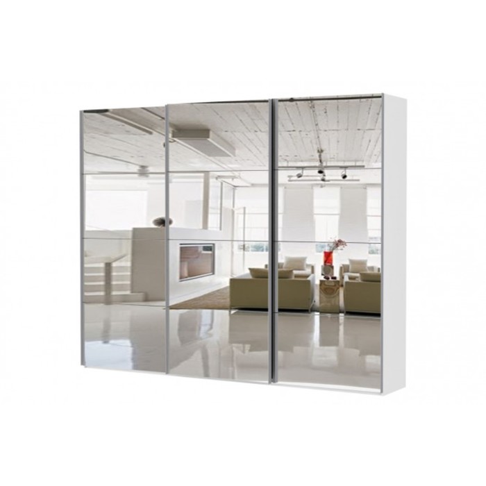 Шкаф-купе 3-дверный Comet, 3000х582х2400 мм, 3 зеркала, цвет белый
