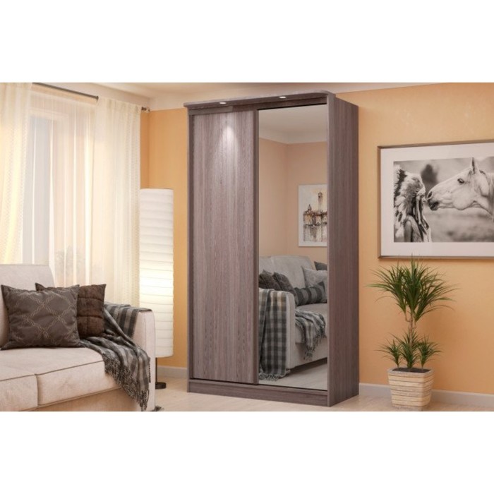 Шкаф-купе Home, 1232х600х2300 мм, зеркало, цвет ясень анкор тёмный