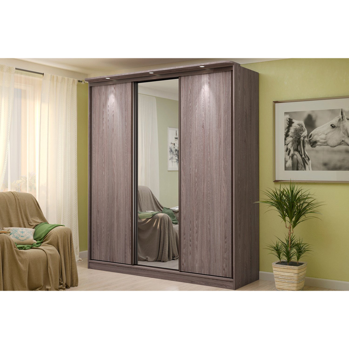 Шкаф-купе Home, 2000х600х2300 мм, зеркало, цвет ясень анкор тёмный