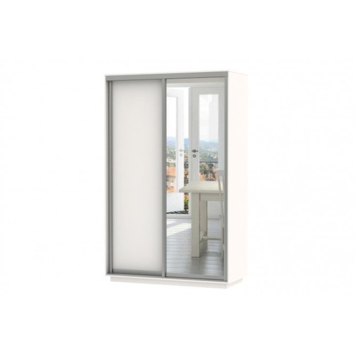 Шкаф-купе 2-дверный Slide, 1600х600х2200 мм, зеркало, цвет белый