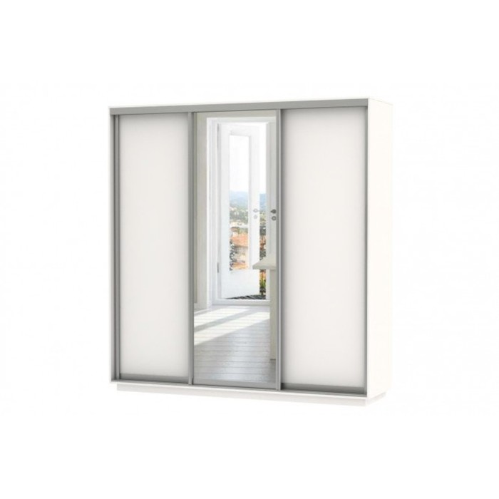 Шкаф-купе 3-дверный Slide, 1800х600х2400 мм, зеркало, цвет белый