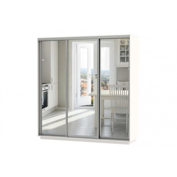 Шкаф-купе 3-дверный Slide, 1800х600х2200 мм, зеркало, цвет белый