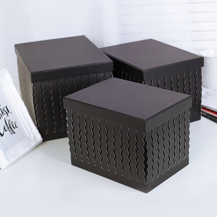 Набор коробок 3в1, чёрный, 25 х 20 х 18 - 21 х 15,5 х 15,5 см