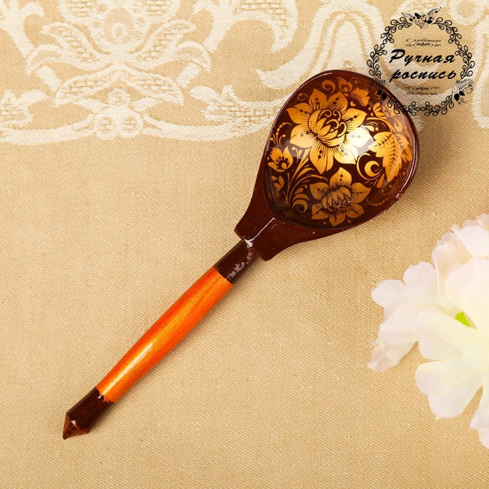 Ложка деревянная, трафаретная, коричневая