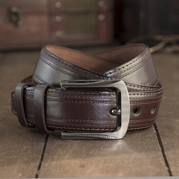 Ремень мужской, винт, пряжка под тёмный металл, ширина - 4 см, цвет синий