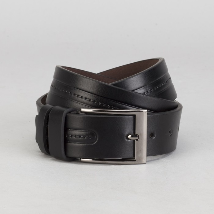 Ремень мужской, винт, пряжка под тёмный металл, ширина - 4 см, цвет чёрный