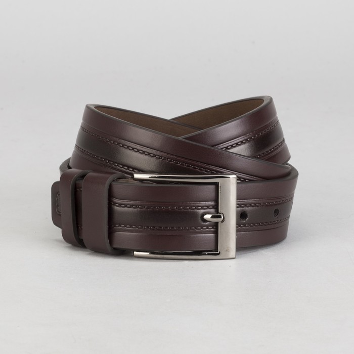 Ремень мужской, винт, пряжка под тёмный металл, ширина - 4 см, цвет коричневый