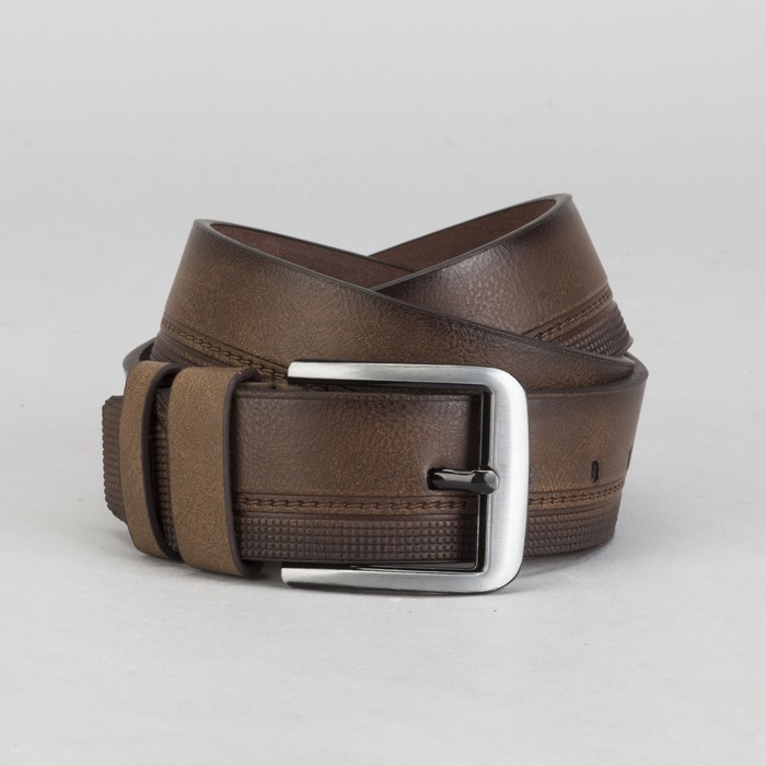 Ремень мужской, винт, пряжка под тёмный металл, ширина - 4,5 см, цвет коричневый