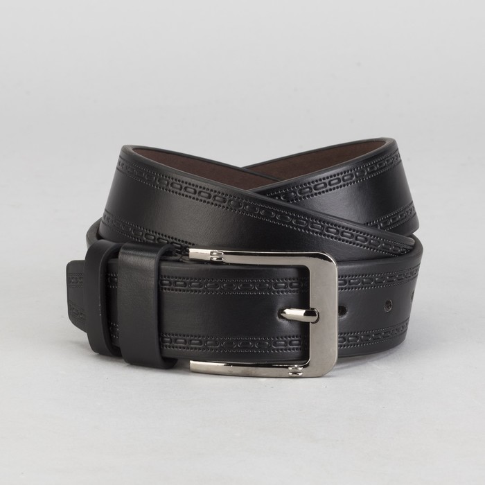 Ремень мужской, винт, пряжка под тёмный металл, ширина - 4 см, цвет чёрный