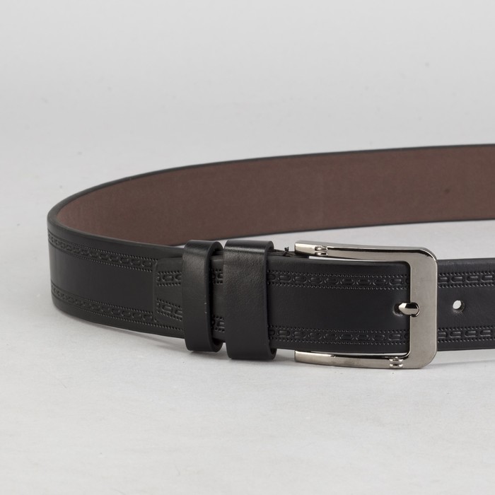 Ремень мужской, винт, пряжка под тёмный металл, ширина - 4 см, цвет чёрный