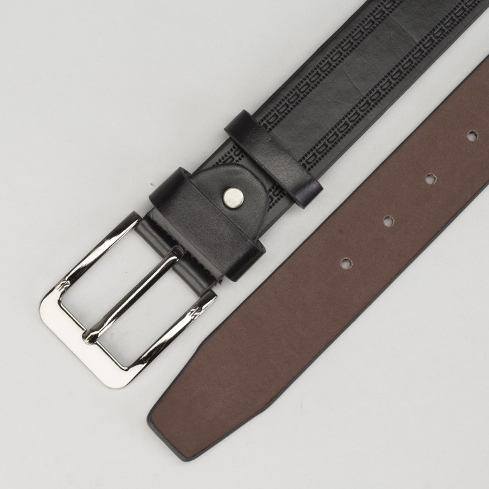 Ремень мужской, винт, пряжка под тёмный металл, ширина - 4 см, цвет чёрный