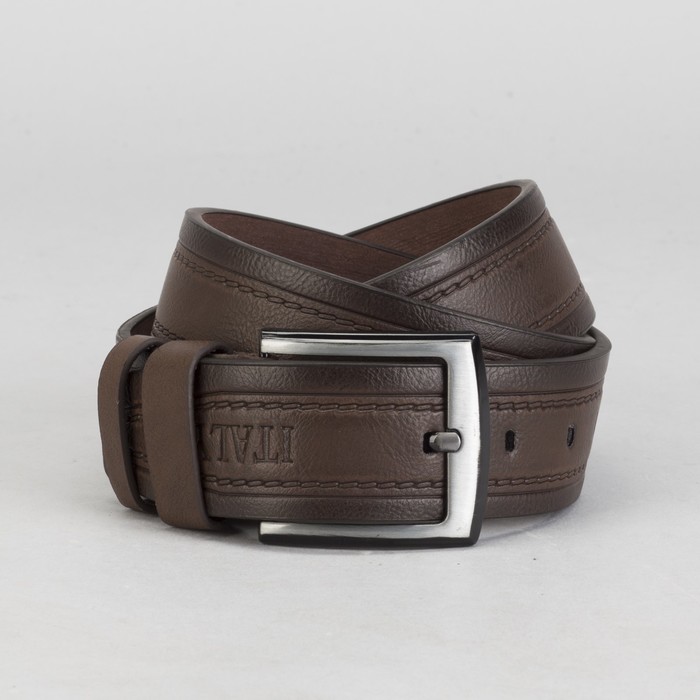 Ремень мужской, винт, пряжка под тёмный металл, ширина - 4,5 см, цвет коричневый