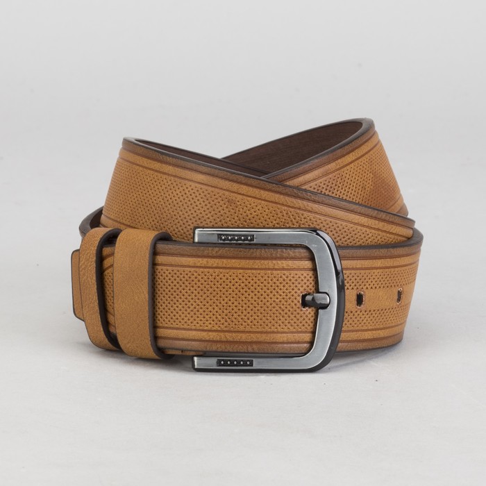 Ремень мужской, винт, пряжка под тёмный металл, ширина - 4,5 см, цвет рыжий