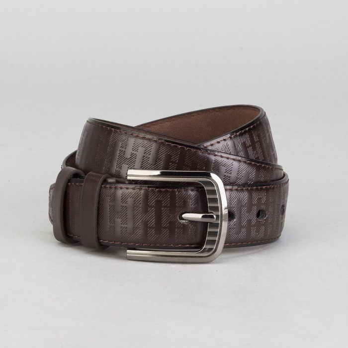 Ремень мужской, винт, пряжка под тёмный металл, ширина - 4 см, цвет коричневый