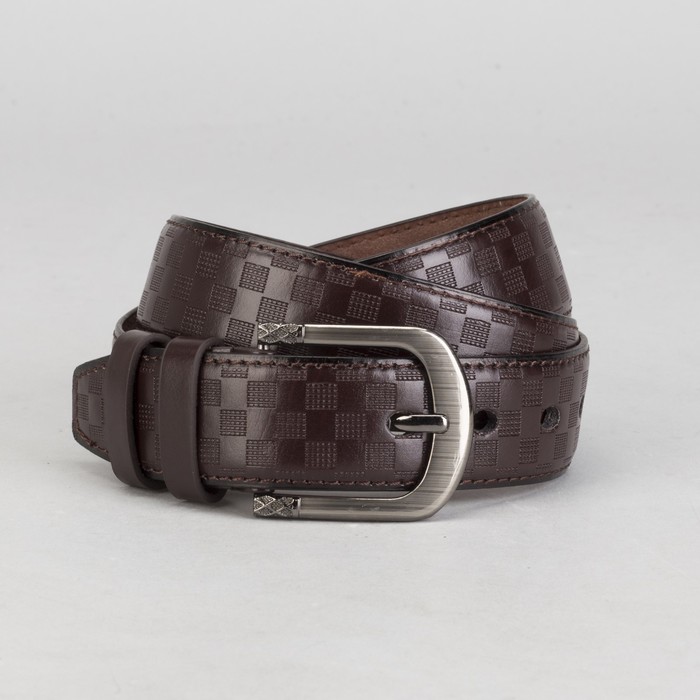 Ремень мужской, винт, пряжка под тёмный металл, ширина - 4 см, цвет коричневый