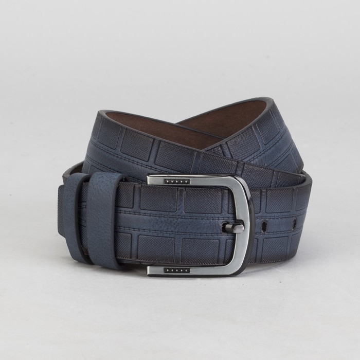Ремень мужской, винт, пряжка под тёмный металл, ширина - 4,5 см, цвет синий