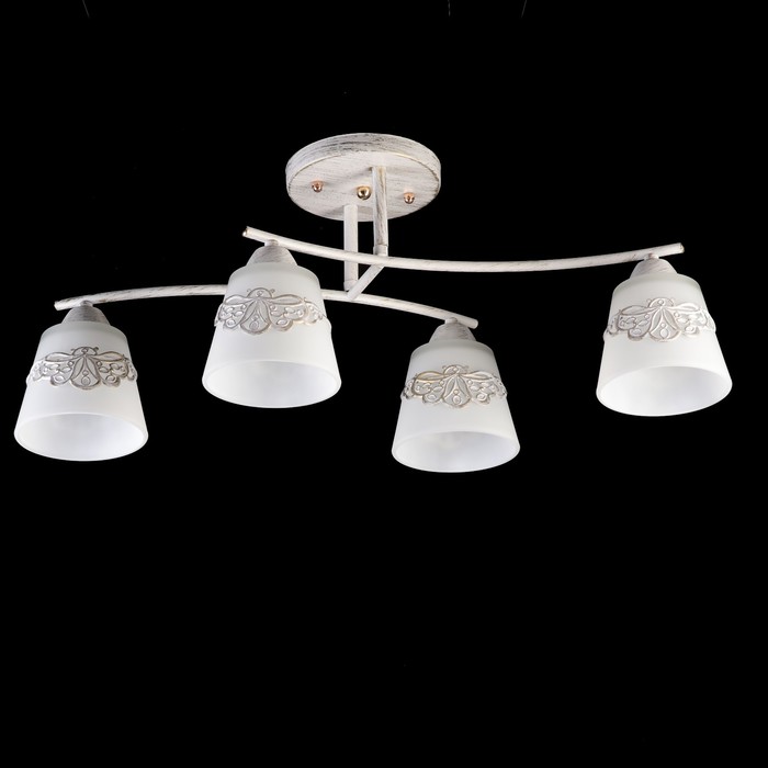 Люстра "Флигель" 4x60Вт E27 белый-золото 60х30х25см.