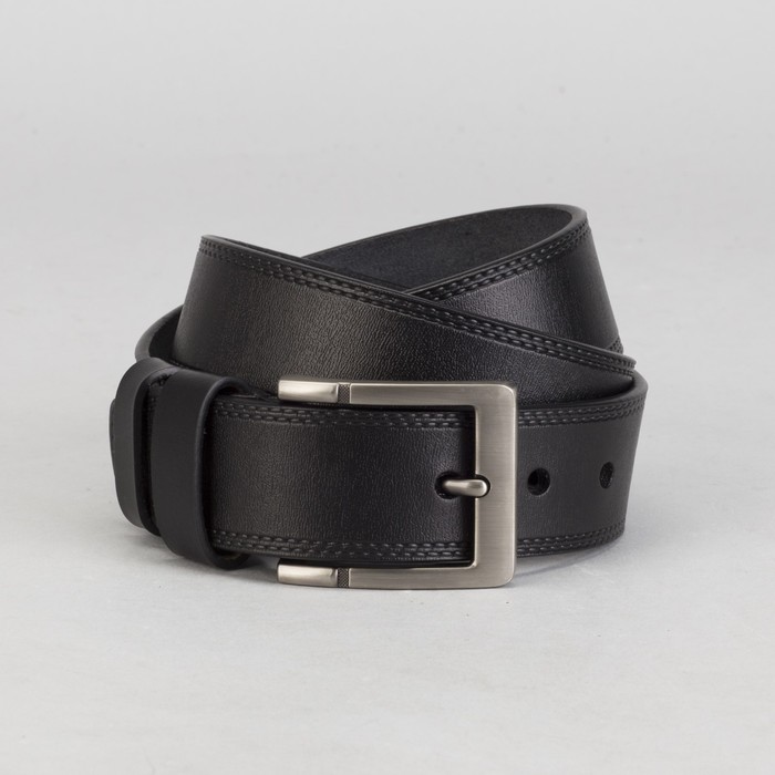 Ремень мужской, винт, пряжка под тёмный металл, ширина - 4 см, цвет чёрный гладкий