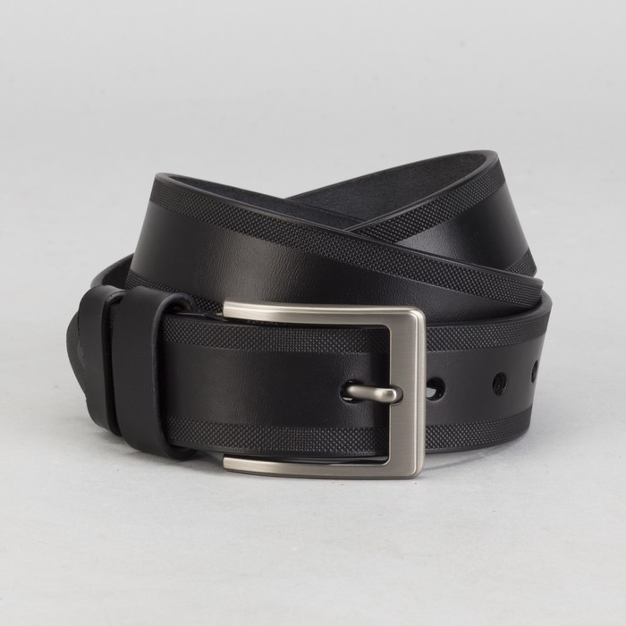 Ремень мужской, винт, пряжка под тёмный металл, ширина - 4 см, цвет чёрный