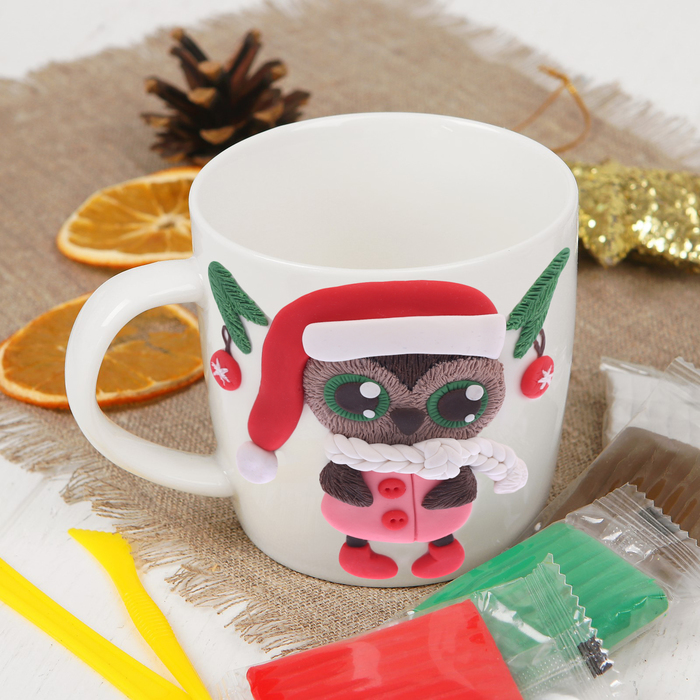 Набор для декора кружки полимерной глиной "Сова", 250 мл