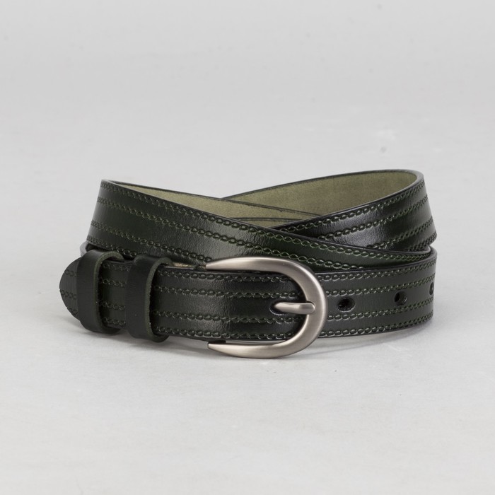 Ремень женский, винт, пряжка под тёмный металл, ширина - 2,5 см, цвет зелёный