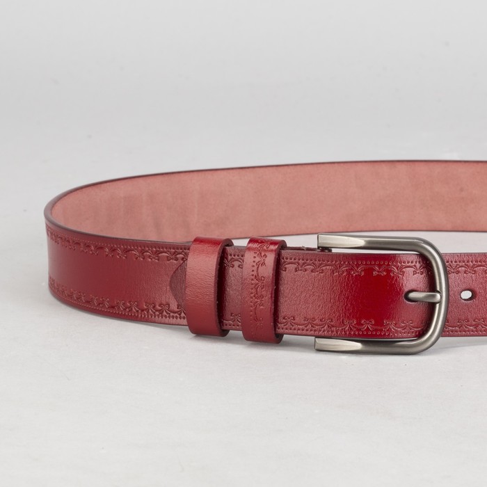 Ремень женский, винт, пряжка под тёмный металл, ширина - 3,5 см, цвет красный