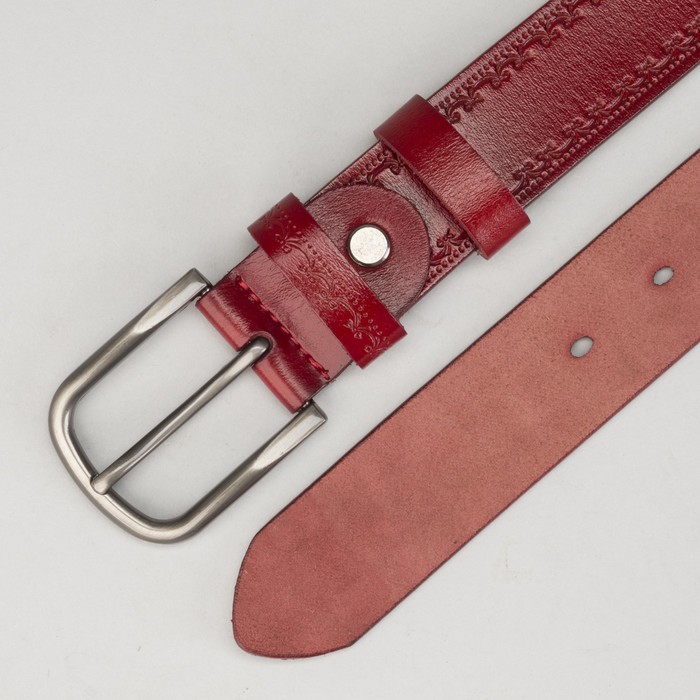 Ремень женский, винт, пряжка под тёмный металл, ширина - 3,5 см, цвет красный