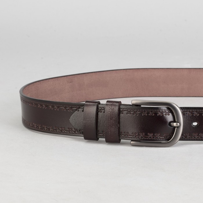 Ремень женский, винт, пряжка под тёмный металл, ширина - 3,5 см, цвет коричневый