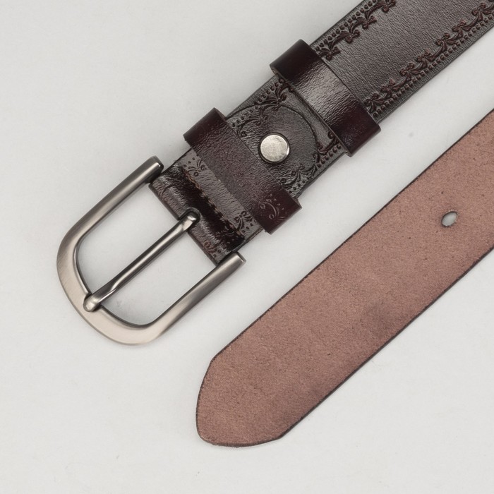 Ремень женский, винт, пряжка под тёмный металл, ширина - 3,5 см, цвет коричневый