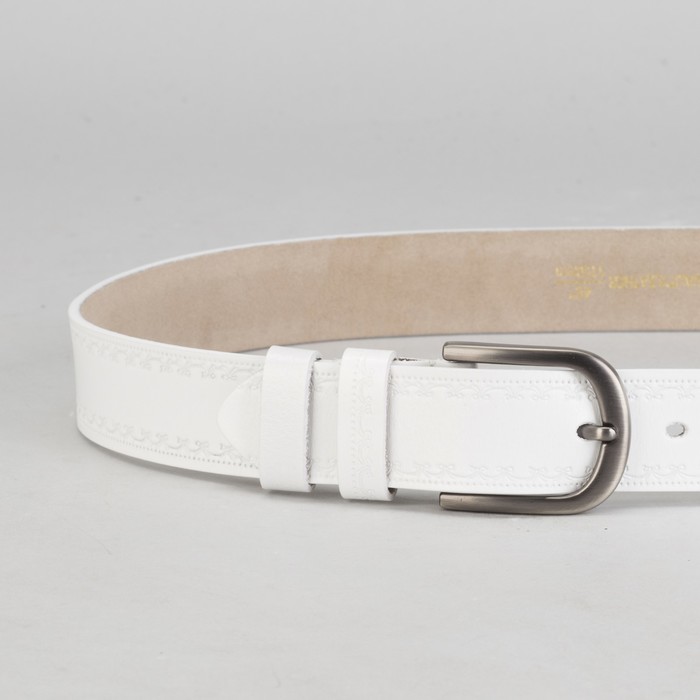 Ремень женский, винт, пряжка под тёмный металл, ширина - 3,5 см, цвет белый