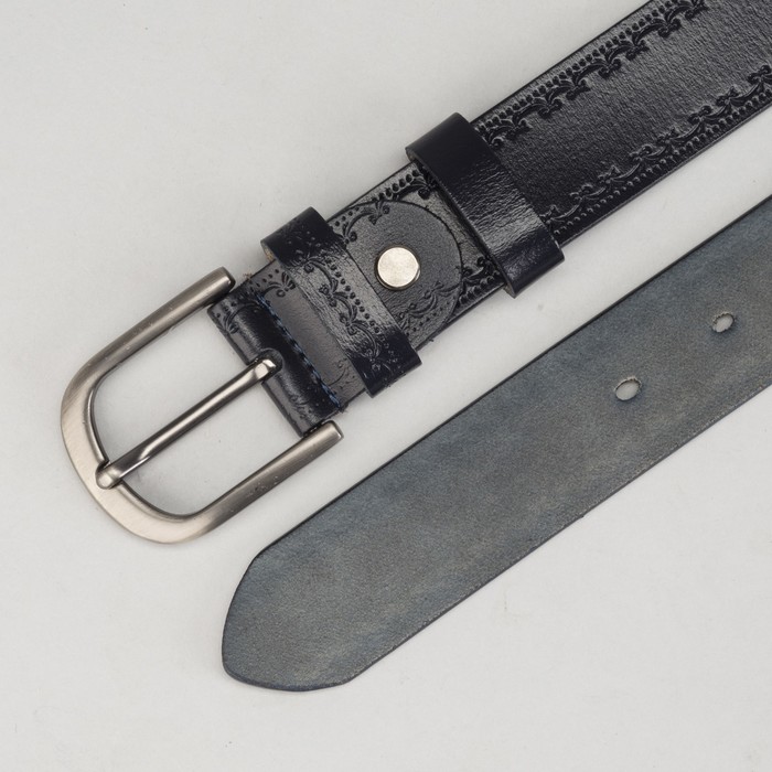 Ремень женский, винт, пряжка под тёмный металл, ширина - 3,5 см, цвет синий