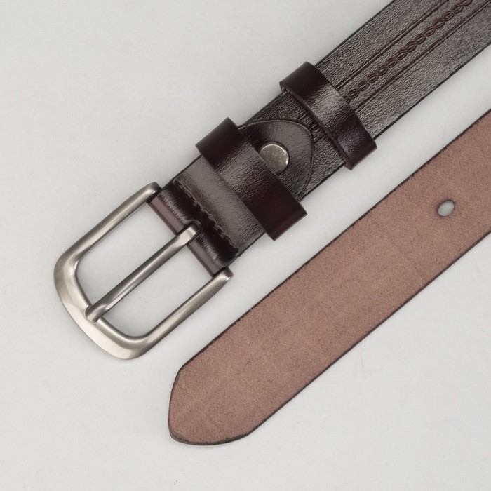 Ремень женский, винт, пряжка тёмный металл, ширина - 3 см, цвет коричневый