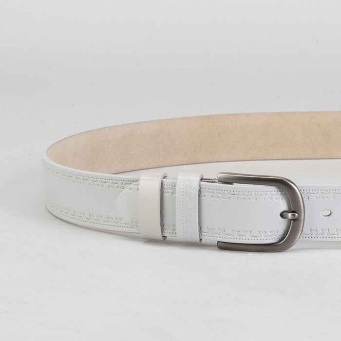 Ремень женский, винт, пряжка под тёмный металл, ширина - 3,5 см, цвет серый