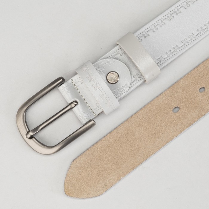 Ремень женский, винт, пряжка под тёмный металл, ширина - 3,5 см, цвет серый