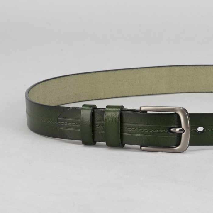 Ремень женский, винт, пряжка тёмный металл, ширина - 3 см, цвет зелёный