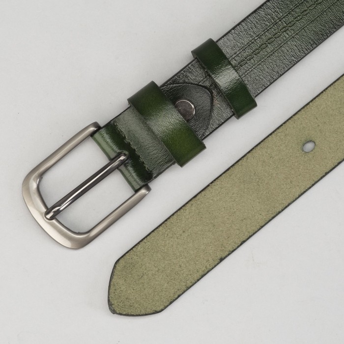 Ремень женский, винт, пряжка тёмный металл, ширина - 3 см, цвет зелёный