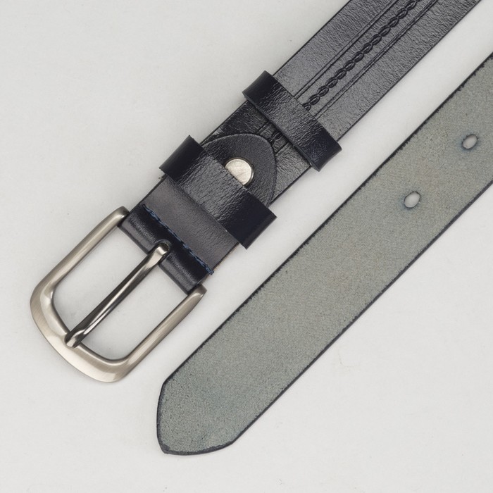 Ремень женский, винт, пряжка тёмный металл, ширина - 3 см, цвет синий