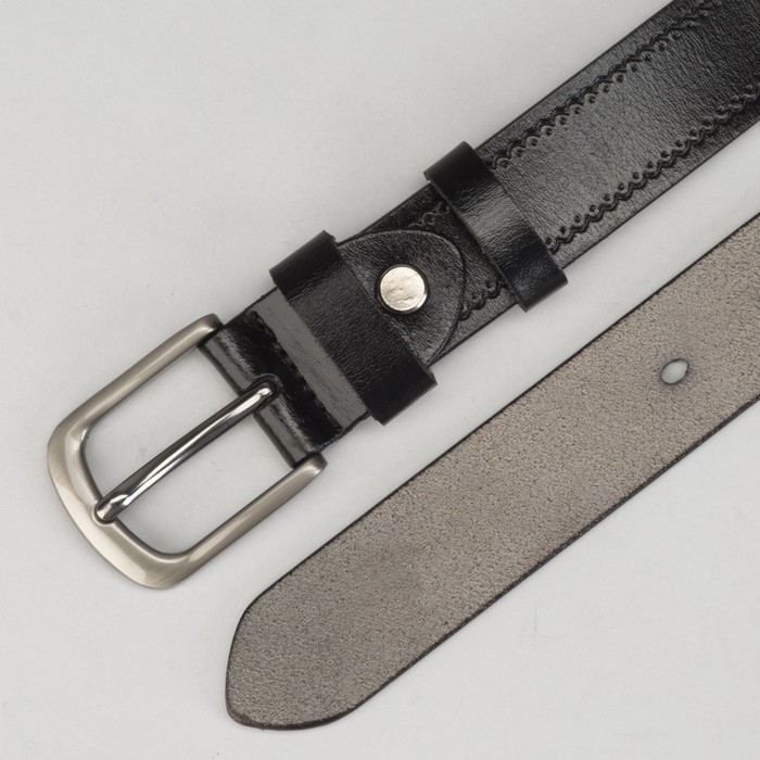 Ремень женский, винт, пряжка под тёмный металл, ширина - 3 см, цвет чёрный