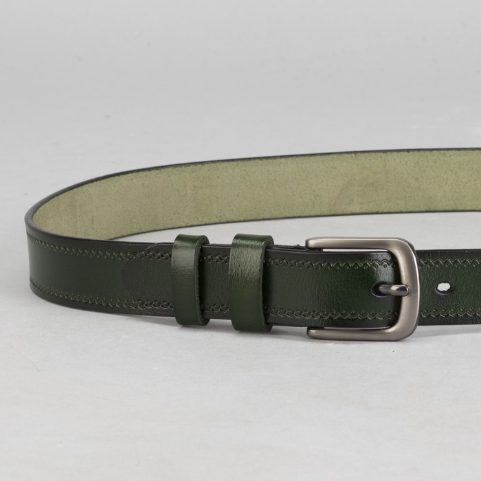 Ремень женский, винт, пряжка тёмный металл, ширина - 3 см, цвет зелёный